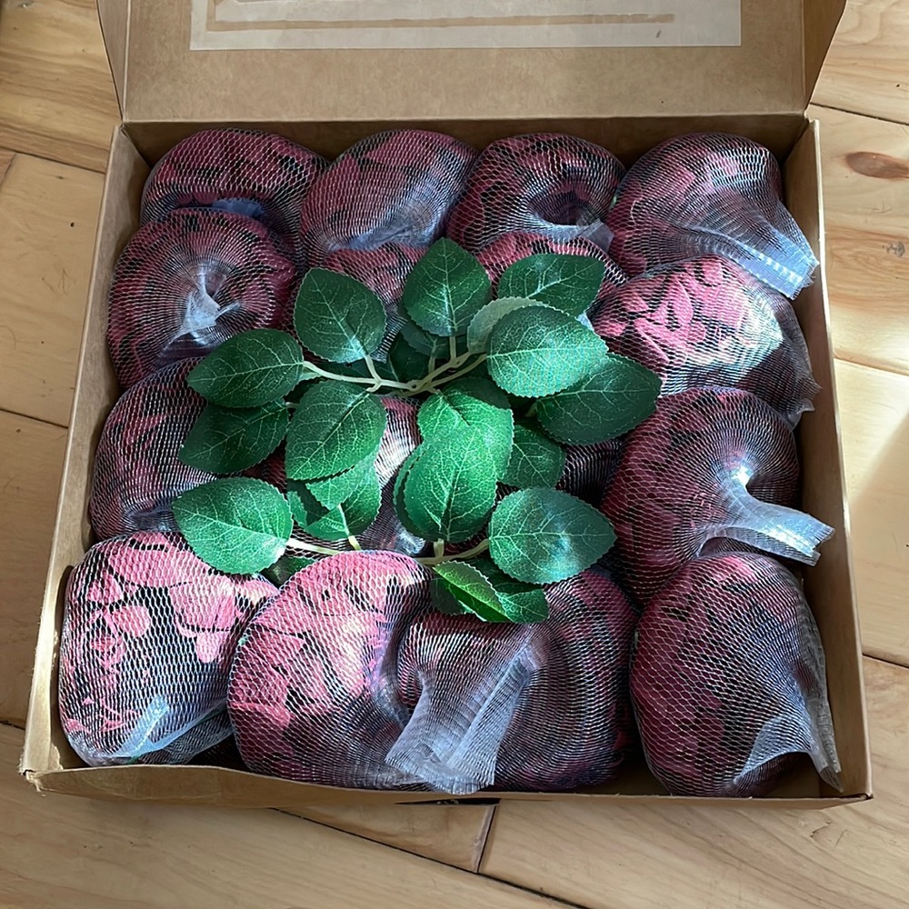 16 Burgundy peonies with stems and greenery